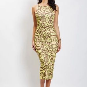 Animal print midi body con dress